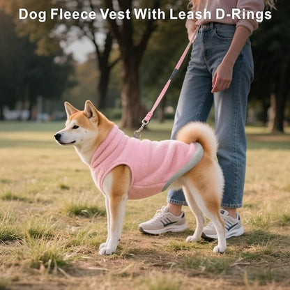 Idepet 2 Pack Dog Fleece Vest Sweater Warm Pullover Jacket with D-Ring Leash Reflective Winter Coat Hoodie for French Bulldog Pug Chihuahuas Yorkies Dachshunds(Purple&Pink,X-Large-French Bulldog)