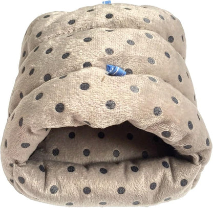 WOWOWMEOW Guinea Pig Cave Bed Small Animals Warm Cage Hanging Bed for Rat, Chinchilla, Hedgehog, Rabbit (L, Dot-Grey)