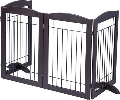 Spirich Freestanding Wire Pet Gate for Dogs, 30 inches Tall Dog Gate for The Houes, Doorway, Stairs, Pet Puppy Safety Fence,Set of Support Feet Included (Espresso, 4 Panels) ASIN: B07T8Z8NKL