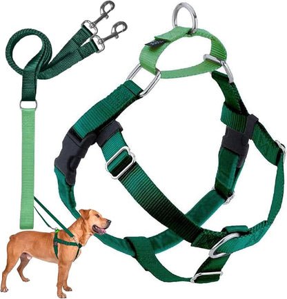 2 Hounds Design Freedom No Pull Dog Harness, Adjustable Harness and Leash Set, Easy Walking & Comfortable Control, Fits Small, Medium & Large Dogs, Solid Colors, Made in USA, 1" LG, Kelly Green