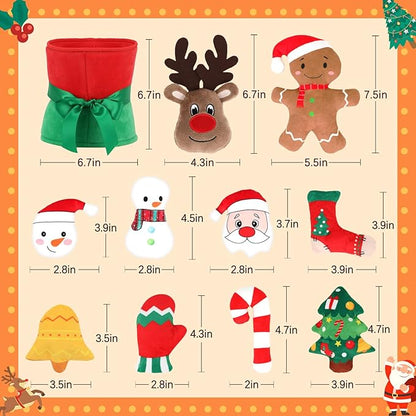 YUEPET 11 Pack Christmas Plush Dog Toys,Interactive Dog Squeaky Toy with Crinkle Paper Set,Pet Chew Toy Christmas Tree & Santa Reindeer Toys Gifts for Puppies Small Dogs