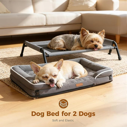 Lekereise Outdoor Elevated Dog Beds for Small Dogs, Portable Indoor & Outdoor Cooling Raised Cot Pet Hammock Bed with Skid-Resistant Feet, Frame with Breathable Mesh
