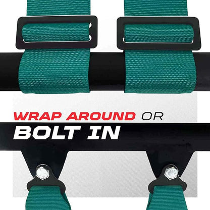 1pc 50 Cal Teal 4 Point Harness 2" Straps, Racing Harness Seat Belt | Ultra Kush padding, Push Button quick release hardware. Universal Fit for UTV, RZR, race car.