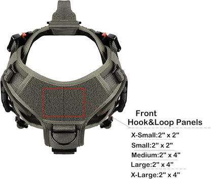 ICEFANG No Pull Tactical Dog Harness for Medium Dogs,Adjustable Dog Vest | Control Handle,MOLLE Panel,Front Hook,3 Leash Clips,Soft Padded,for walking training,Green,Medium