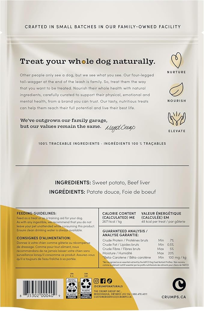 Crumps' Naturals Sweet Potato And Liver For Pets, 24-Ounce Brown