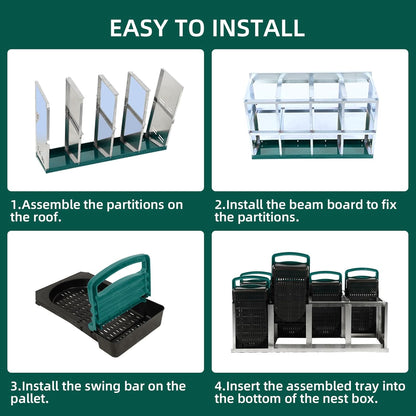 Chicken Nesting Box, 10 Hole 2 Layer Hen Nest Boxes, Roll Away Eggs Laying Boxes,Cleanable Pull Out Hen Roosting Boxes