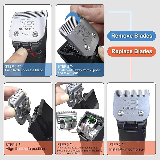 Detachable Pet Dog Grooming Blades of Stainless Steel,Compatible with Andis,Oster-A5,Wahl KM-10 Series,Size 10/30/40/7F/5F/4F/3F，7 Count
