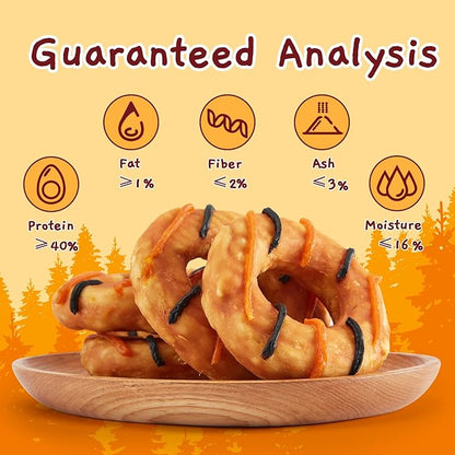 Jungle Calling Dog Treats, Long Lasting Collagen Chews for Dogs, Chicken Wrapped Collagen Donuts, High Protein Rawhide Alternative Chewy Snacks for Medium and Large Dogs (4 Counts)