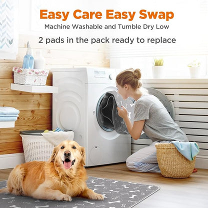 Washable Pee Pad for Dogs, 2 Pack Extra Large Puppy Pads, 54"x54" | Super Absorbent, Waterproof & Leakproof, Non-Slip Bottom, Machine Washable, For Floors, Beds, Couches, Crates, Carpets, Cars