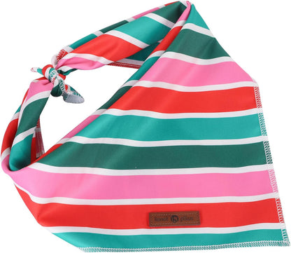 lionet paws Christmas Dog Bandana,Fabric Colorful Stripe Dogs Kerchief for Small Medium Dogs,Dog Cotton Triangle Bibs Scarf for Girl Boy