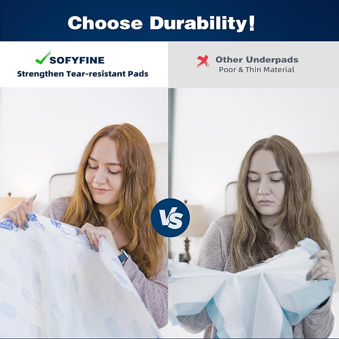 SOFYFINE Biggest Chucks Disposable 57"x36" Tear Resistant 215 Gram Heavy Duty Adults Incontinence Bed Pads, 5XL Extra Large Thicken Puppy Pee Pad, 10X Absorbency 360 Lb Transfer[30 Pads]