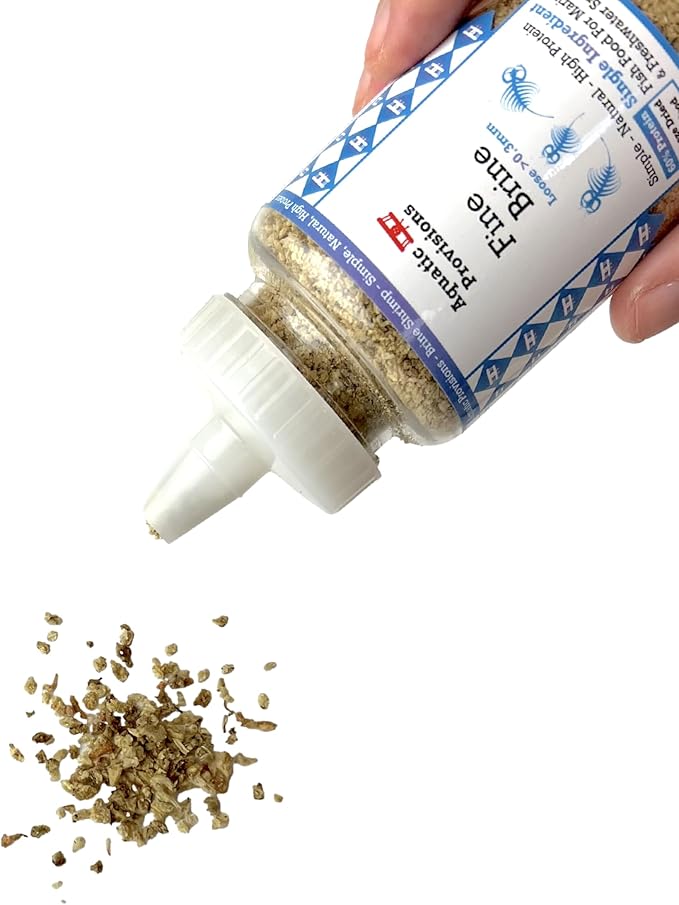 Fine Brine Shrimp Freeze Dried Fish Food, 0.5 oz, Semi-Fine Loose Particles, for Freshwater and Marine Aquarium Fish