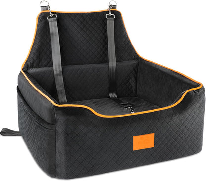 Dog Car Seat for Large/Medium Dog, Booster Seat for Dogs Under 55Lbs or 2 Small, Detachable and Washable Travel Pet Seat with Thick Cushion and Storage Pockets (Black)