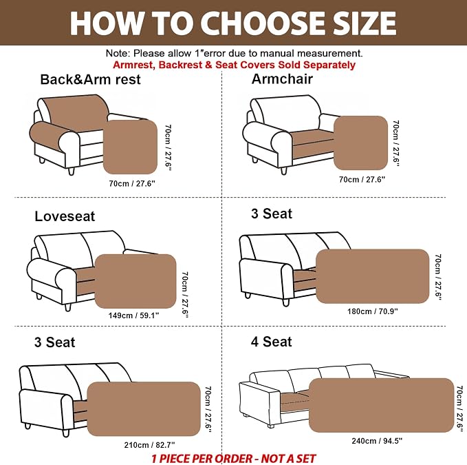 FUANGUI Waterproof Armrest Couch Cover for Dogs,27.6" x 27.8", Beige | Non-Slip Backrest Cover Recliner Chair Protector, Fuzz Soft Armchair Armrest Cover Washable Couch Covers Sofa Pet Friendly