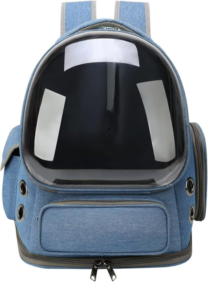 Cat Backpack Carrier for Cats and Small Dogs, Breathable Cat Bubble Backpack, Airline Approved Pet Travel Carrier for Hiking Camping Outdoor(Blue)