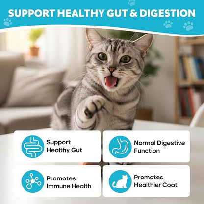 Probiotics for Cats - Cat Probiotic Supplement for Digestive & Gut Support, Diarrhea Relief, Immunity Booster, Cat Probiotic Powder with 9 Billion CFU and Prebiotics, 120 Capsules