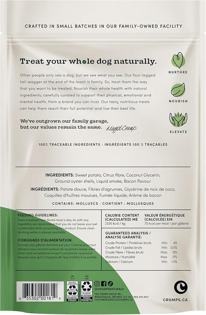 Crumps' Naturals Bacon Dental Dog Treats (10 count), 7"