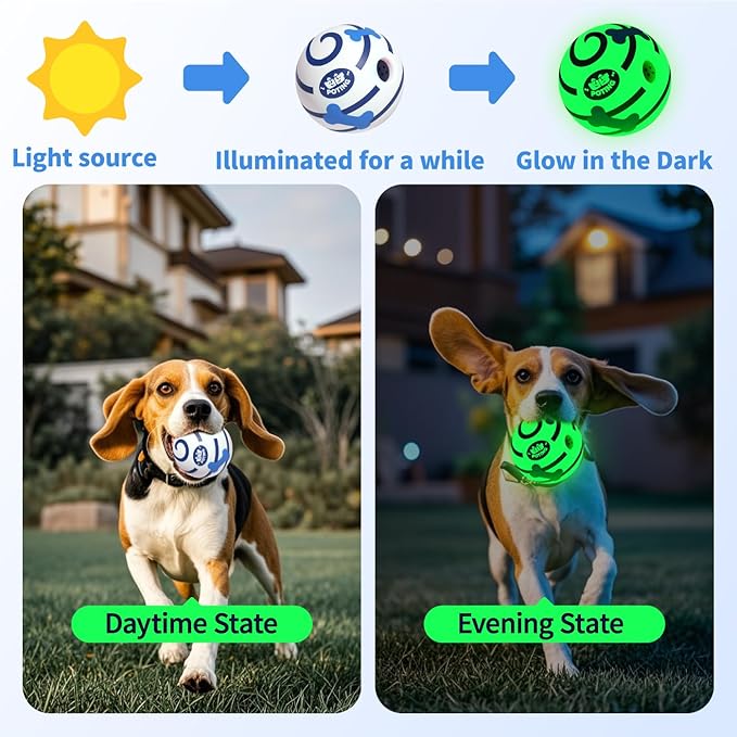 Giggle Ball for Dogs 2 Pack, Glowing Interactive Dog Toys Balls, Rolling Squeaky Toy for Large Medium Small Dogs, Fun Giggle Sounds Attract Attention When Rolled or Shaken - 3.14 inch