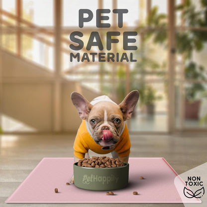 Dog Food Mat - 28x18 Raised Edges Dogs Mat for Food and Water Prevent Spill, Waterproof Cat Food Mats Protect Floors, Easy Clean Dog Bowl Mats for Food and Water, Silicone Pet Feeding Placemats Pink