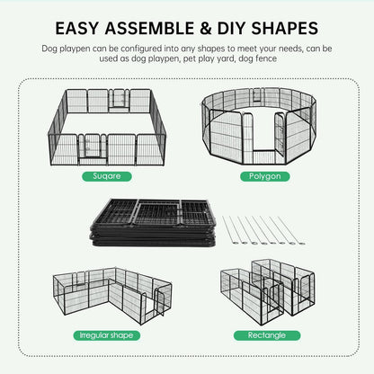 BestPet Dog Playpen Indoor 40 inch 16 Panels Metal Dog Pen Pet Dog Fence Outdoor Exercise Pen with Doors,Pet Puppy Playpen for RV Camping Yard, Black
