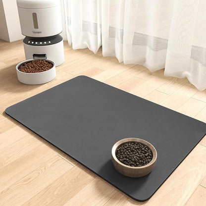 MontVoo-Absorbent Pet Feeding Mat-No Stains Pet Mat for Food and Water Bowl-Quick Dry Cat & Dog Food Mat Water Dispenser Mat-Pet Supplies Mat-Dog Water Bowl Mat for Messy Drinker,（Darkgrey,23"x34"）