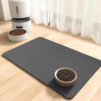 MontVoo-Absorbent Pet Feeding Mat-No Stains Pet Mat for Food and Water Bowl-Quick Dry Cat & Dog Food Mat Water Dispenser Mat-Pet Supplies Mat-Dog Water Bowl Mat for Messy Drinker,（Darkgrey,16"x24"）