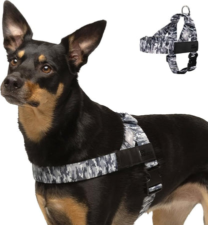 Dog Friendly Co. Dog Harness for Large Breeds (Grey Camo, Extra Large) | One Click Buckle, Chafe Resistant Webbing, Adjustable Neck & Chest, and Heavy Duty D-Ring, Sturdy Comfortable and Easy to Use