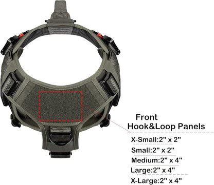 ICEFANG No Pull Tactical Dog Harness for Large Dogs,Adjustable Dog Vest | Control Handle,MOLLE Panel,Front Hook,3 Leash Clips,Soft Padded,for walking training,Green,Large