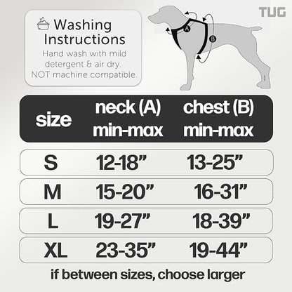 TUG No-Pull Dog Harness, 2 Leash Clips + Padded Handle (Small, Black) | Water-Resistant Padded Interior | No-Pull Front Clip | Padded Back Handle | Adjustable Straps