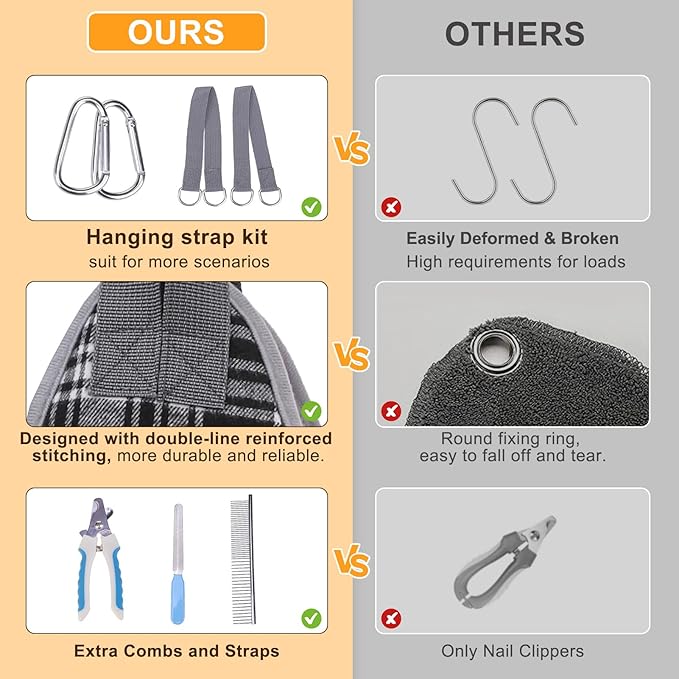 BEAUTYZOO Dog Grooming Hammock, Small Dog Sling for Nail Trimming, Dog Hanging Harness for Claw Care with Thick Fabric Neck Support Wide Strap Restraint Cat Grooming Hammock, Black S