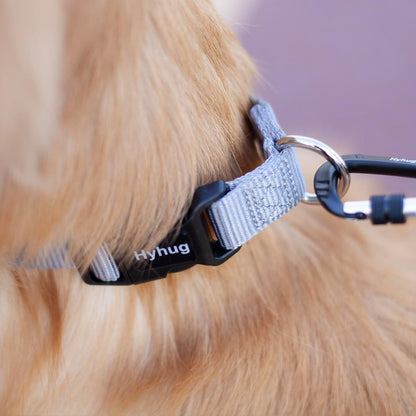 Hyhug Pets Solid Color Classic Regular Heavy Duty Basic Collar for Large Breeds Dogs, Unique Design Adjustment Triglide Slide (Buckle) Can Attached Name Tag Accessories. (Large, Sleet Gray)