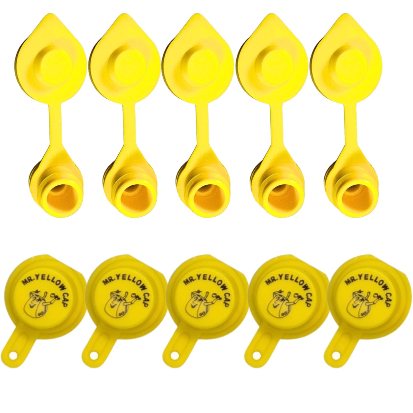 5pcs Yellow Gas Can Vent Caps & 5pcs Gas Can Caps - Can Vents For Plastic Cans & Metal Fuel Jugs, 5 Gallon Can Air Vent Kit