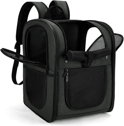 Apollo Walker Dog & Cat Carrier Backpack for 4-15lb Pets - Ventilated Safe Design with Padded Back Support, Breathable Mesh Pet Backpack for Hiking, Travel, Outdoor (Black)