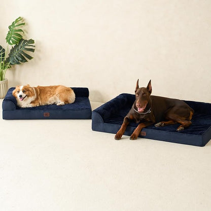 EHEYCIGA XXL Dog Bed Memory Foam, Orthopedic Giant Dog Bed Jumbo with Washable Removable Cover, Waterproof Pet Sofa Couch with Nonskid Bottom, 48x35x7.5, Navy Blue | Washable Removable Cover, Waterproof Flat Pet Sofa Couch with Nonskid Bottom, 48x35x7.5