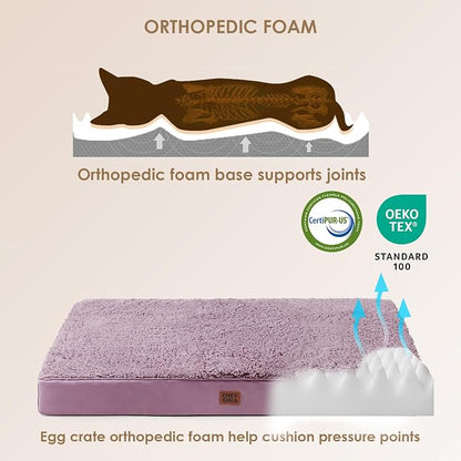 EHEYCIGA Orthopedic Dog Bed Extra Large with Removable Washable Cover, 47IN | Egg Crate Foam Support, Durable Oxford fabric, Non-Slip Bottom, Machine Washable, Soft Waterproof Plush Pet Bed Mat For Crate