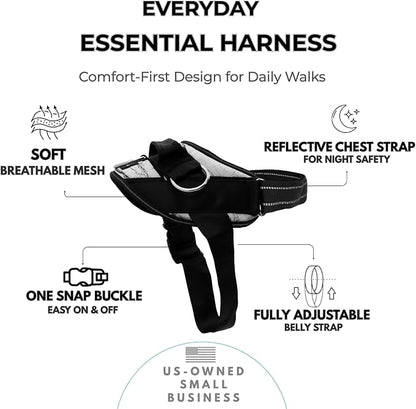 ShawnCo Essential Dog Harness, No-Pull Pet Vest (White Marble,L) | 3 Leash Clips, Easy On, No-Choke, Reflective, Adjustable Fit, Padded Comfort, Control Handle, For Small, Medium & Large Dogs