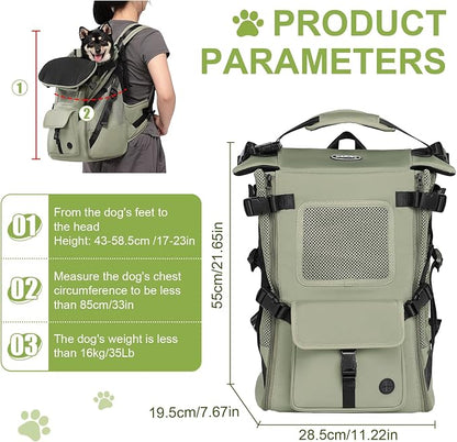Wakytu Dog Backpack Carrier for Small Dogs,Pet Carrier for Travel & Hiking | Hands-Free Puppy Backpack,Adjustable Padded Breathable Straps,Ergonomic Front Facing Dog Carrier Backpack
