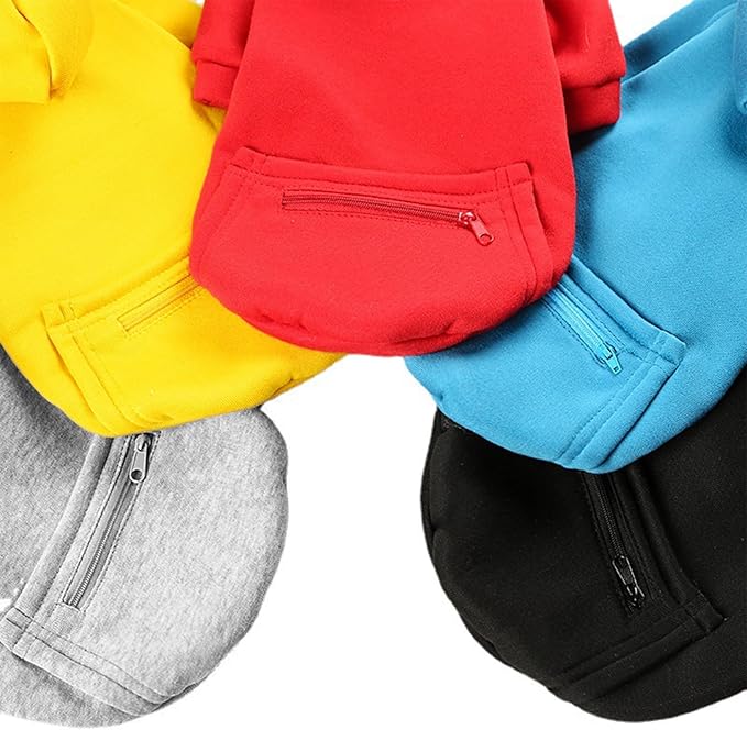 Jecikelon Winter Dog Hoodie Sweatshirts with Pockets Warm Clothes for Small Dogs Chihuahua Coat Puppy Custume Clothing (XX-Small, Y02-Grey)