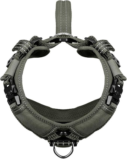 ICEFANG Dog Halter Harness with Metal Buckles,Dog Strap Vest for Small Dogs | Control Handle,Summer-Cooling,Reflective,Front Hook,Adjustable,Soft Padded,No Pull,Green,Small