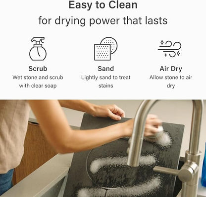 Dorai Home Dog Bowl Stone Drying Mat - Pet Feeding Mat with Non-Slip Base that Absorbs Spills and Drips - Made with Diatomaceous Earth for Quick Drying - Stone Mat for Dogs - 23.6" x 15.4" - Slate