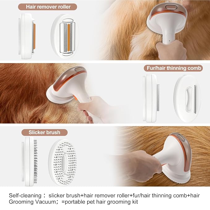 3-in-1 Dog Grooming Vacuum, Pet Grooming Vacuum Dog deshedding Vacuum Brush Grooming Tool for Dogs & Cats, Shedding Pet Hair, Home Cleaning
