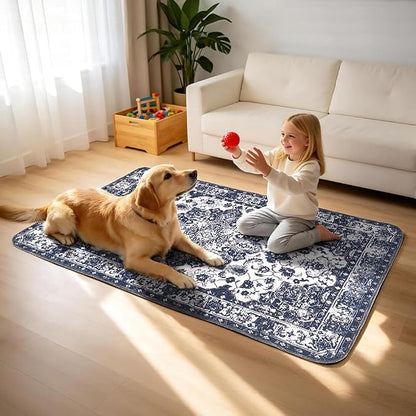 Washable Pee Pads for Dogs, 2 Pack Reusable Puppy Training Pads 40"x26" Super Absorbent Waterproof Dog Training Pads, Non-Slip Potty Pads, Whelping Pads Litter Mat Navy Blue