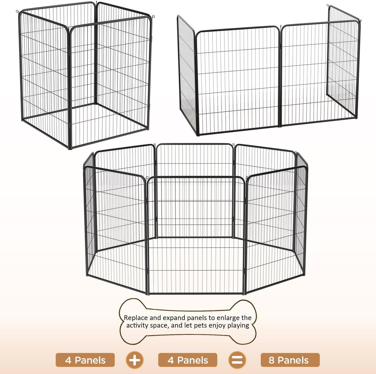 BestPet Dog Playpen Indoor 40 inch 4 Panels Metal Dog Pen Pet Dog Fence Outdoor Exercise Pen with Doors,Pet Puppy Playpen for RV Camping Yard, Black