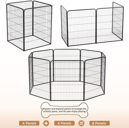 BestPet Dog Playpen Indoor 40 inch 4 Panels Metal Dog Pen Pet Dog Fence Outdoor Exercise Pen with Doors,Pet Puppy Playpen for RV Camping Yard, Black