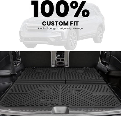 LASFIT Cargo Mat with Backrest Mat for Honda Pilot 2016-2022, Split & One-Piece Foldable Seating TPE Custom Fit Trunk Mat Cargo Liner with Seatback Mat Accessories, Black