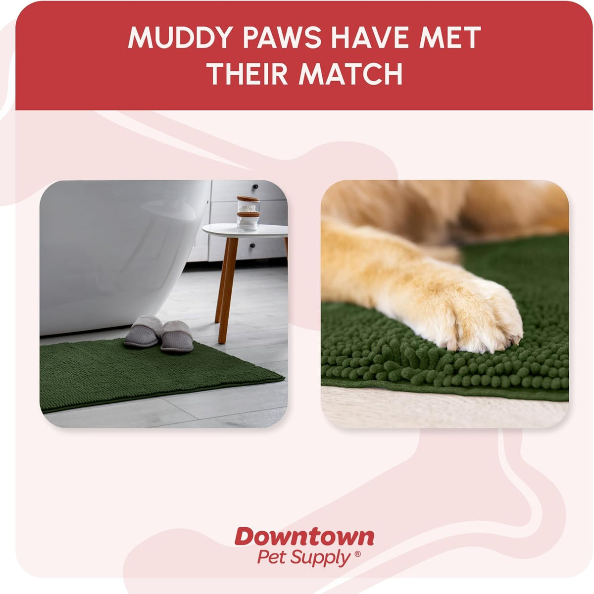My Doggy Place Microfiber Dog Mat for Muddy Paws, 36" x 26" Chive - Absorbent and Quick-Drying Dog Paw Cleaning Mat, Washer and Dryer Safe - Non-Slip Rubber Backed Dog Floor Mat, Large