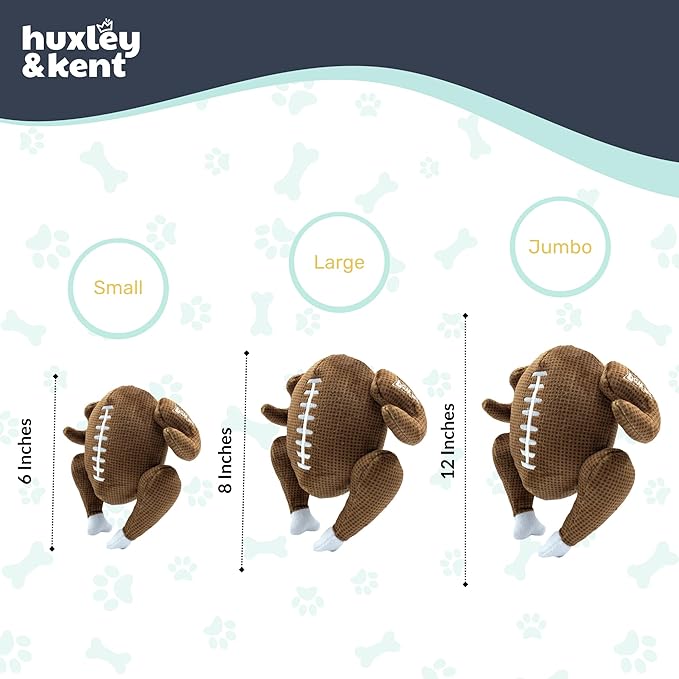 Huxley & Kent Funny Dog Toy w/Squeaker – Thanksgiving Fall Power Plush Squeaky Dog Toys for Small, Medium & Large Dogs – Soft Stuffed Animal for Indoor Play & Fetch - Turkey Bowl, Large