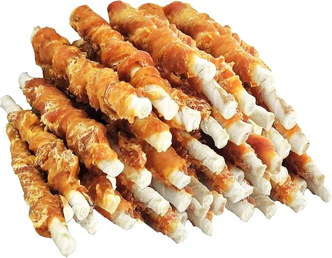 MON2SUN Dog Treats, Rawhide Twist Chicken Hide Sticks, Suitable for Puppy and Small Dogs, 5 Inch (Chicken, 14.11 oz)