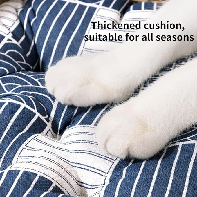 Cat Bed, Straw Woven Cat Baskets Bed, Round Wicker Cat Basket Nest, Non-Slip Cozy Kitten Bed for Cats Small Dog (Only Nest,Small)