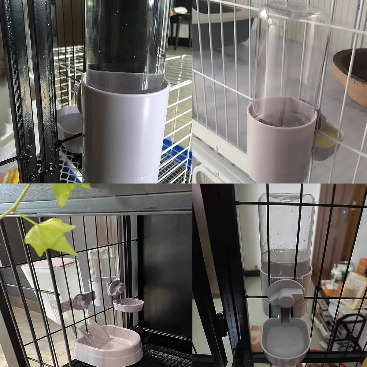 kathson 2Pcs Rabbit Water Bottle 17 OZ Bunny Hanging Water Fountain Automatic Guinea Pig Water Dispenser No Leak Drinking Feeder for Bunny Chinchilla Hamsters Cat Dog Small Animals(Grey)